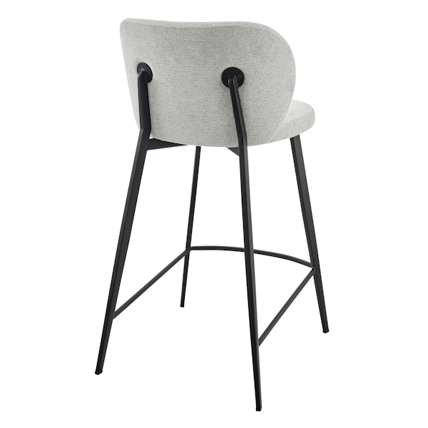 Markus Counter Stool in Light Gray Fabric with Black Legs - rear stool