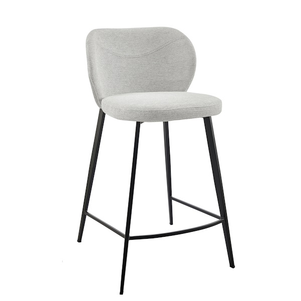 Markus Counter Stool in Light Gray Fabric with Black Legs counter stool