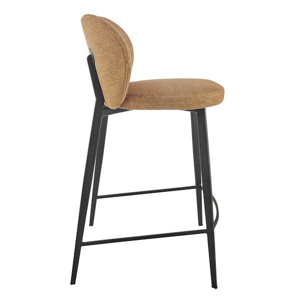 Markus Counter Stool in Rust Fabric - Black Legs - side stool