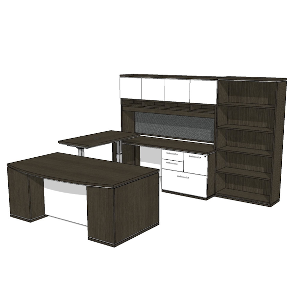 U DESK with height adjustable bridge