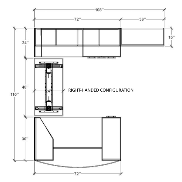 Milano U-Desk Set - T-3096R - 2d U DESK with height adjustable bridge