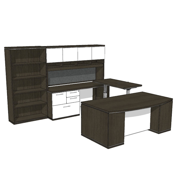 U DESK with height adjustable bridge