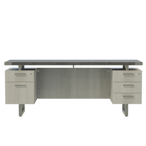 Mirella Double Pedestal Credenza - MRCBF7220 - Stone Gray with White Ash Mirella credenza