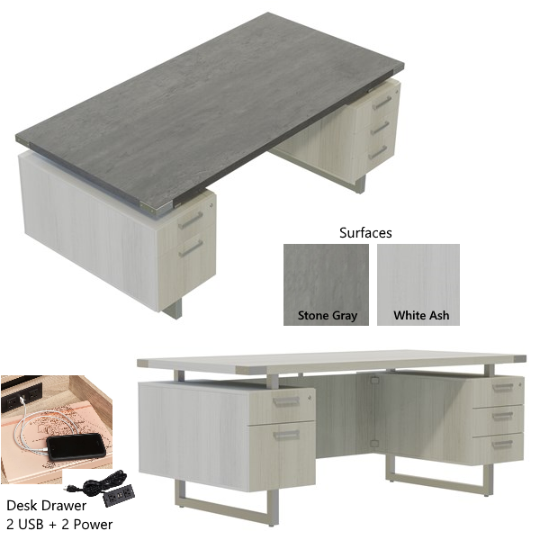 Mirella Executive Desk - Drawer Power Charging Mirella Desk
