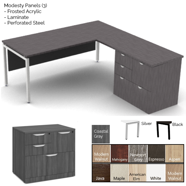 L-desk with combo file