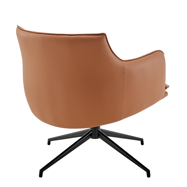 Ronja Swivel Lounge Chair in Dark Caramel Leatherette - rear swivel lounge chair