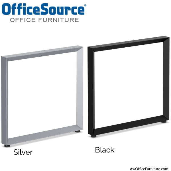 Steel Bevel Leg O-Leg Shape - Matte Black or Silver Finish beveled O-leg desk set