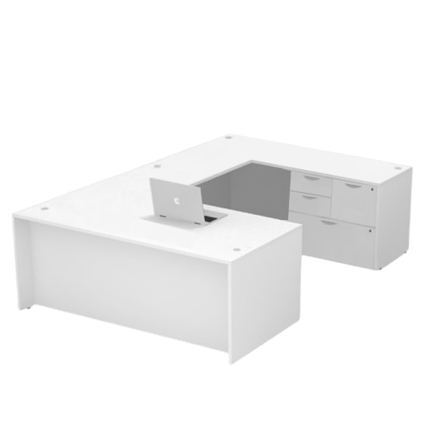 u desk with combo drawer