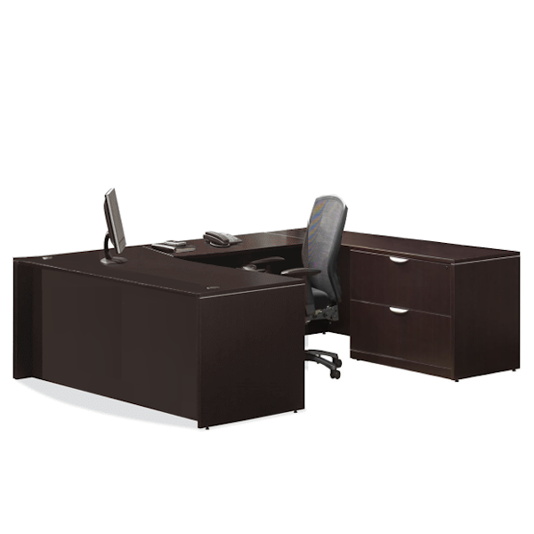 u desk with lateral file