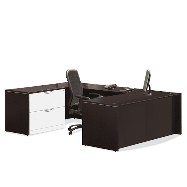 u desk with lateral file