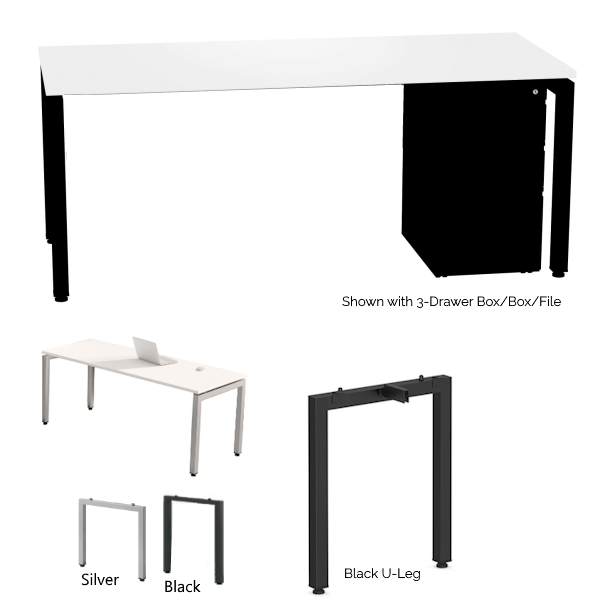 U-Leg Table Info - Black Leg Unite leg desk