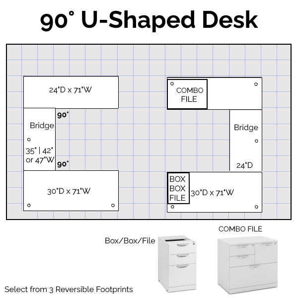 U-Shaped Desk - 90-Degrees - BBF CF u desk with combo file