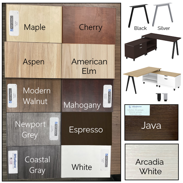 V-Leg L-Desks - Laminate Finishes oblique leg desks