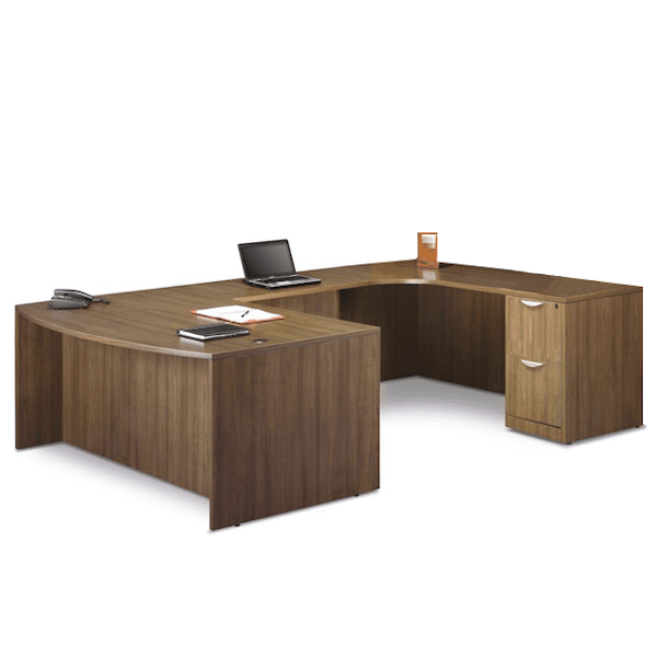 Bow Top Dual Interior Curved U-Desk - FF - MW bow front u desk with interior curves