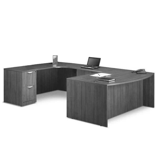 Bow Top Dual Interior Curved U-Desk - LH - CG bow front dual curved u desk