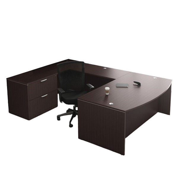Bow Top U-Desk - LF - LH - ESP u-desk with lateral file