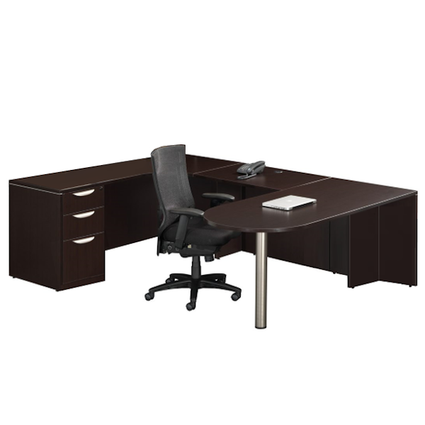 Bullet U-Shaped Desk - BBF - LH - Espresso bullet desk