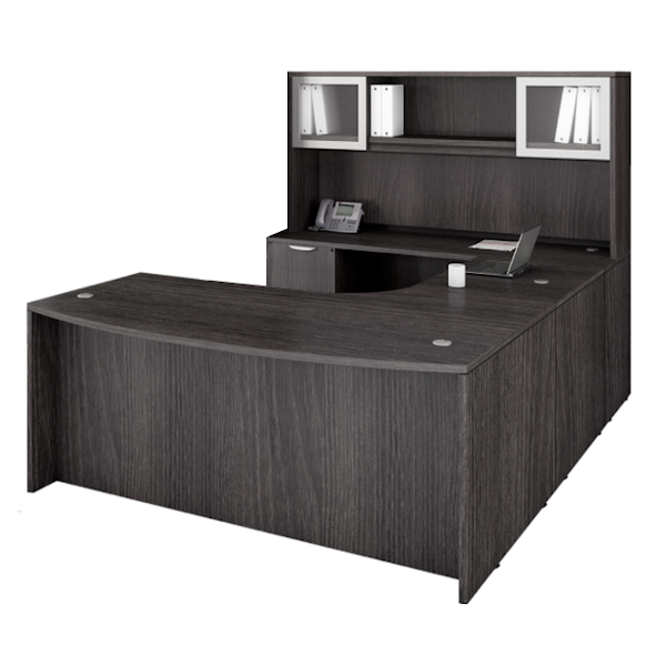 Interior Curved Bow Font U-Desk - FF - Hutch bow front u desk