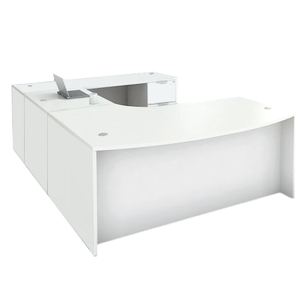 Interior Curved Bow Font U-Desk - RH - White bow front u desk