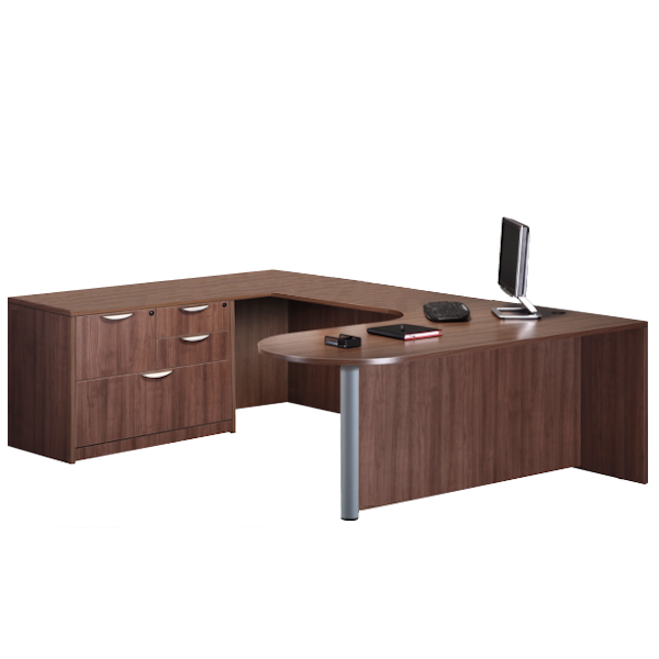 Interior Curved Bullet U-Desk - Combo File - LH - MW bullet u desk with extension