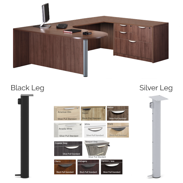 Interior Curved Bullet U-Desk - combo file - AVAILABLE FINISHES bullet u desk with extension