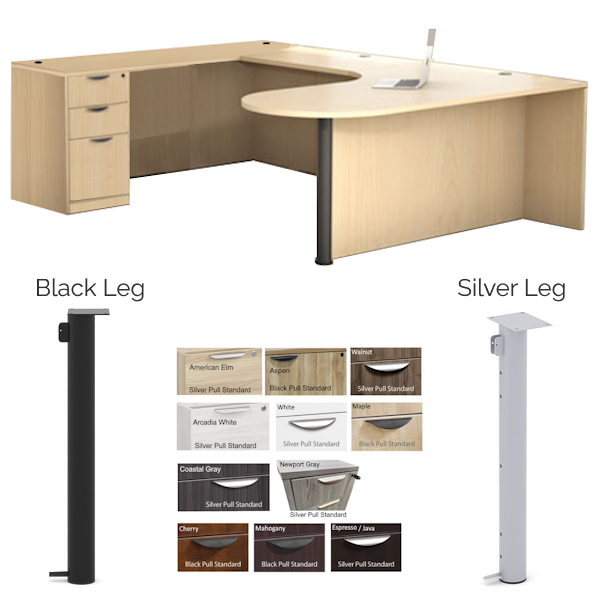 Interior Curved Bullet U-Desk - legs curved bullet u-desk