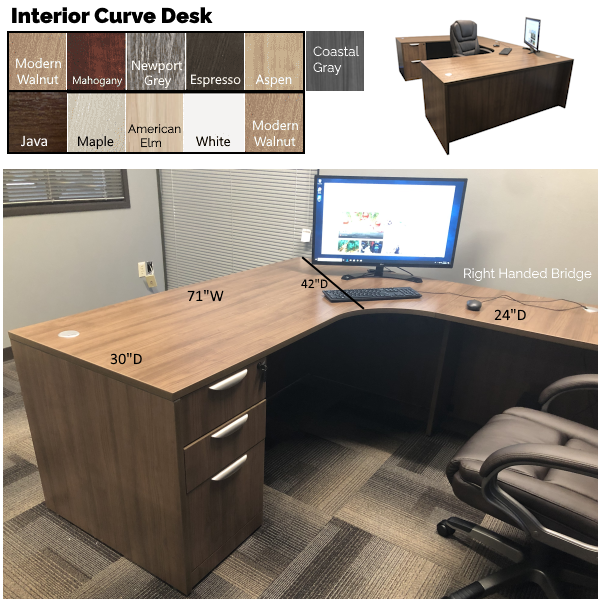 Interior Curved U Desk - Laminates Dual Curved U Desk