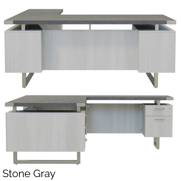 Mirella L-Desks - Stone Gray Safco Mirella