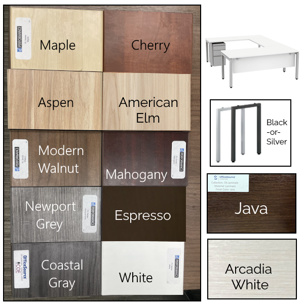 steel leg u-desk with box/box/file pedestal
