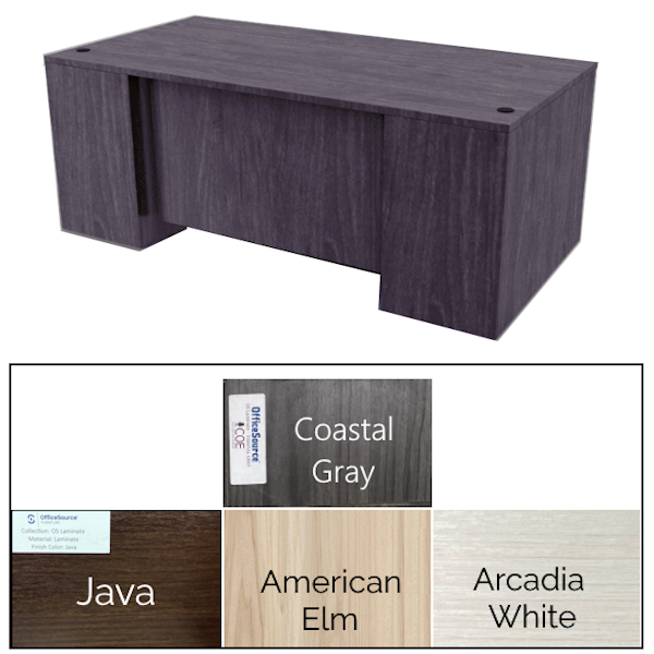 Step Front Rectangular Desk - 4 Finishes Step front executive desk
