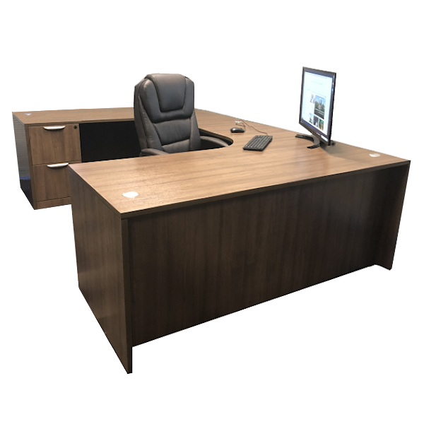 Straight Front Interior Curved U-Desk - BBF FF - LH - MW Dual Curved U Desk