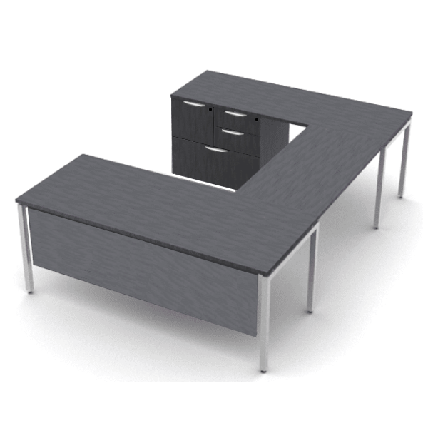 steel u-leg desk with modesty panel