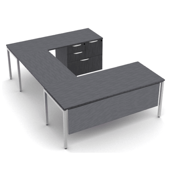 U-Leg U-Desk - CG - Combo - ACR MP - RH steel u-leg desk with modesty panel