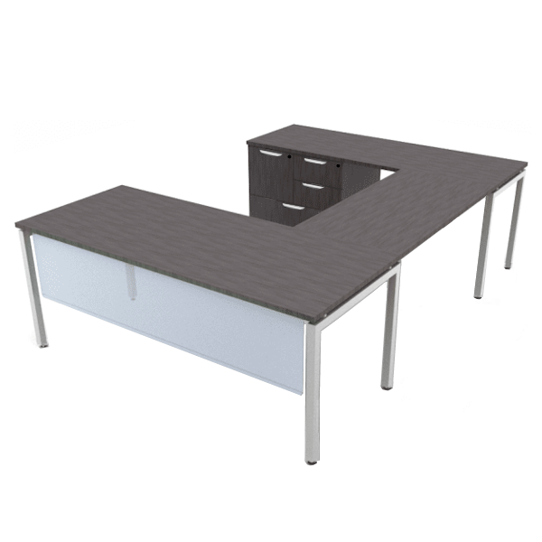 steel u-leg u-desk with combo file