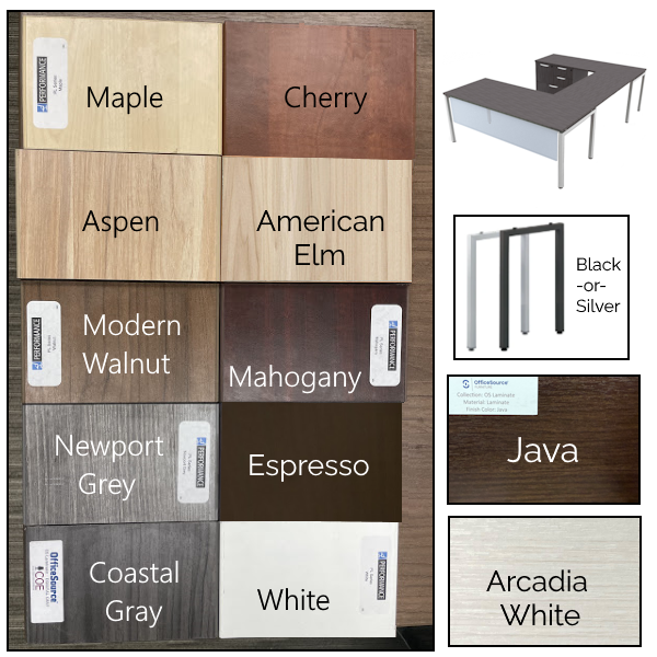steel u-leg u-desk with combo file