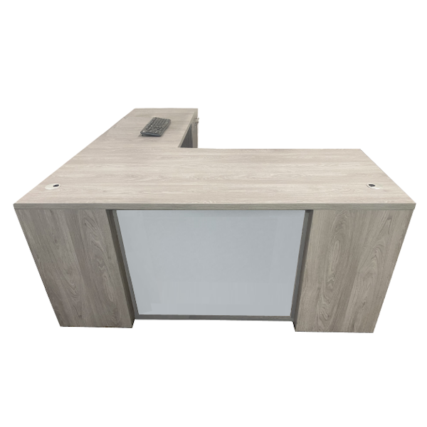 glass front l-desk