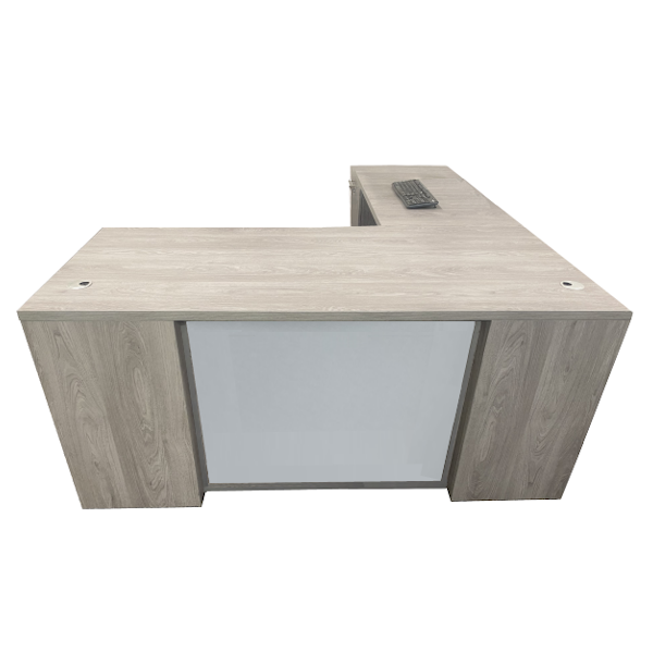 glass front l-desk