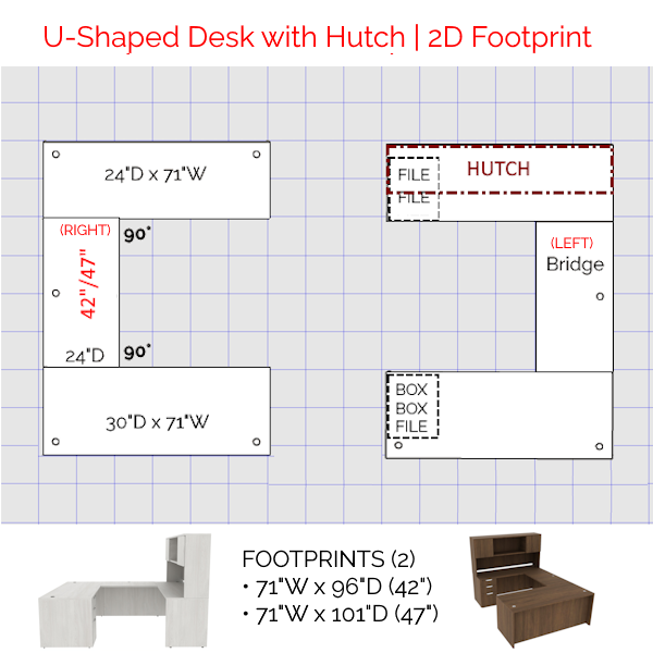 2d U-Desk - 2-door Hutch 2d u desk
