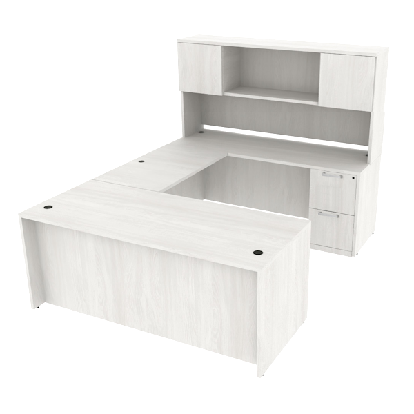 U-Shaped Desk - 2-Door Hutch - BBF FF - AR u desk with door hutch