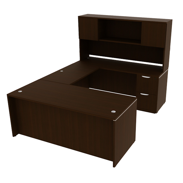 u-desk with door hutch