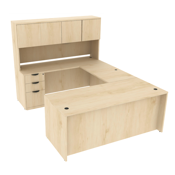u-desk and hutch with 4 doors