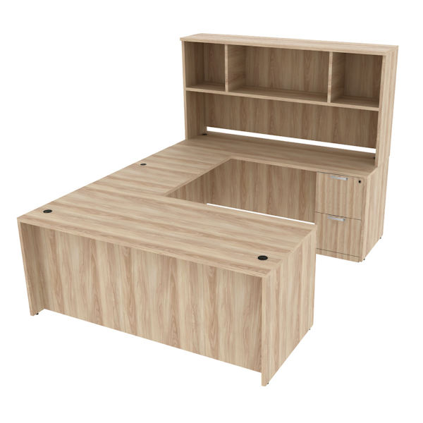 U-Shaped Desk - Open Hutch - BBF FF - ELM u desk with open storage hutch