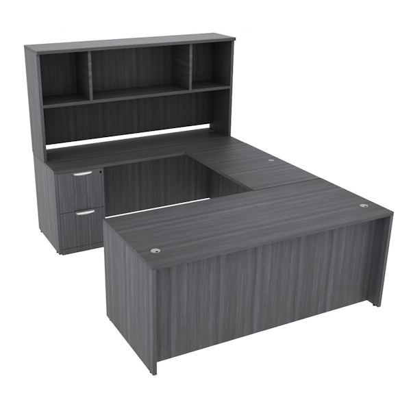 U-Shaped Desk - Open Hutch - BBF FF -LCG u shaped desk with left hand bridge