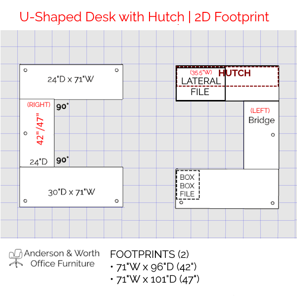 2d U-Desk - 2-door Hutch - bbf lateral file 2d footprint u desk