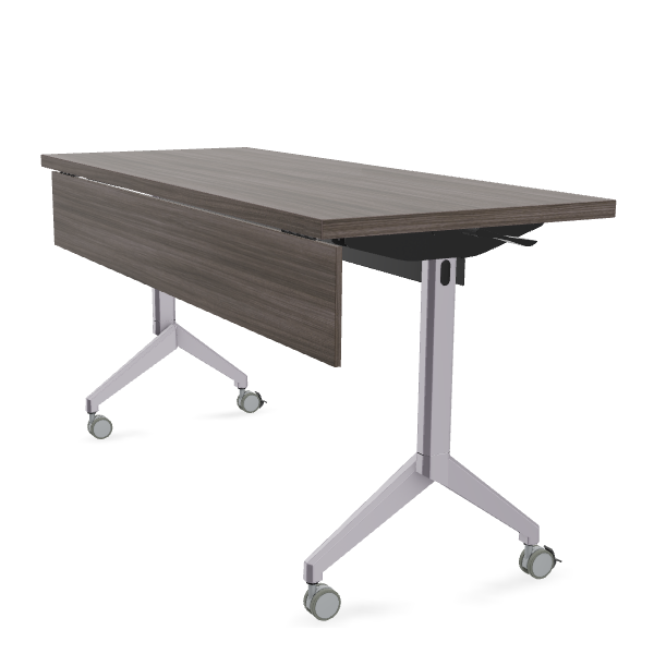 folding training table with modesty pane