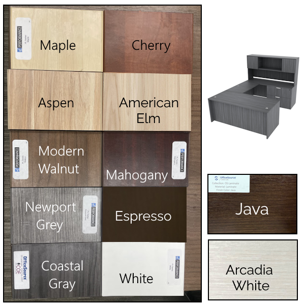 Finishes - U-Desk - BBF - LF - 2-door Hutch u-desk with 2-drawer lateral file and two door hutch