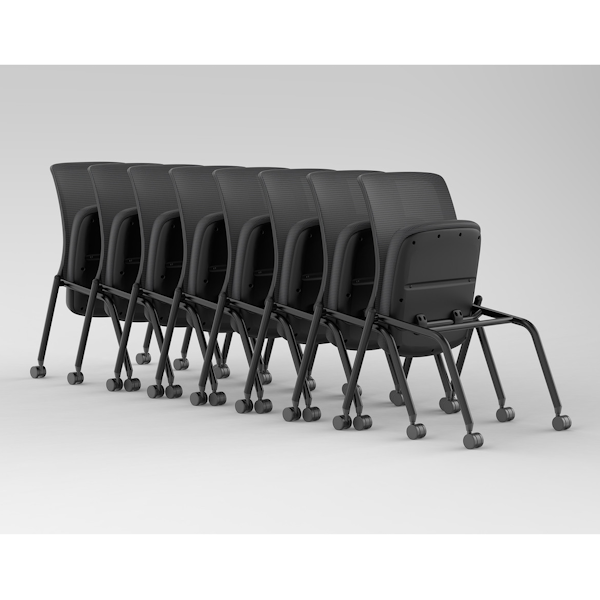 OfficeSource Orion Armless Nesting Chair with Black Frame - Set of 2