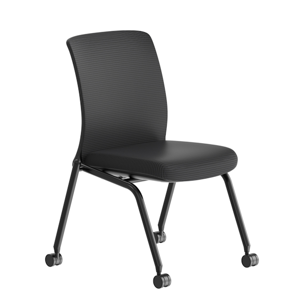 OfficeSource Orion Armless Nesting Chair with Black Frame - Set of 2