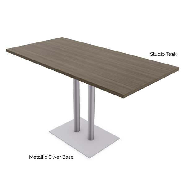 Sienna Rectangle Top Bar Table - Studio Teak - Metallic Silver rectangular bar table