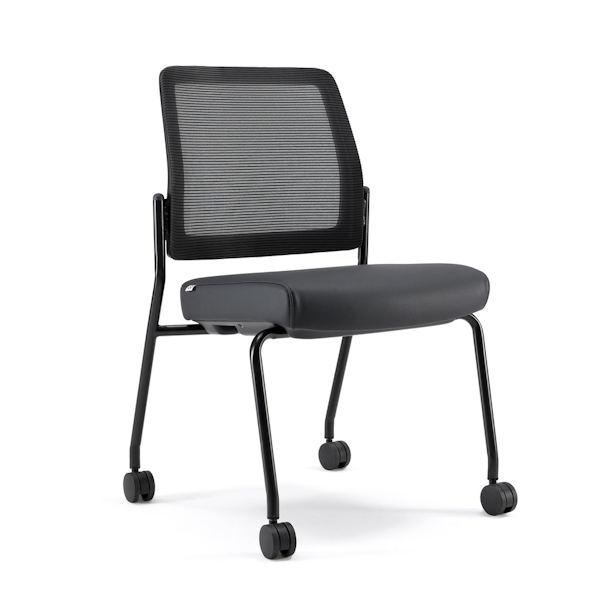 Starlight Armless Mobile Stack Chair - OSSN6006 - Black PU Starlight Armless Mobile Stack Chair